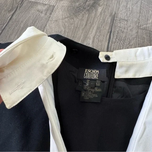 Vintage Escada Couture Black White romper Dress with Gold Accents size 36 - Picture 10 of 14